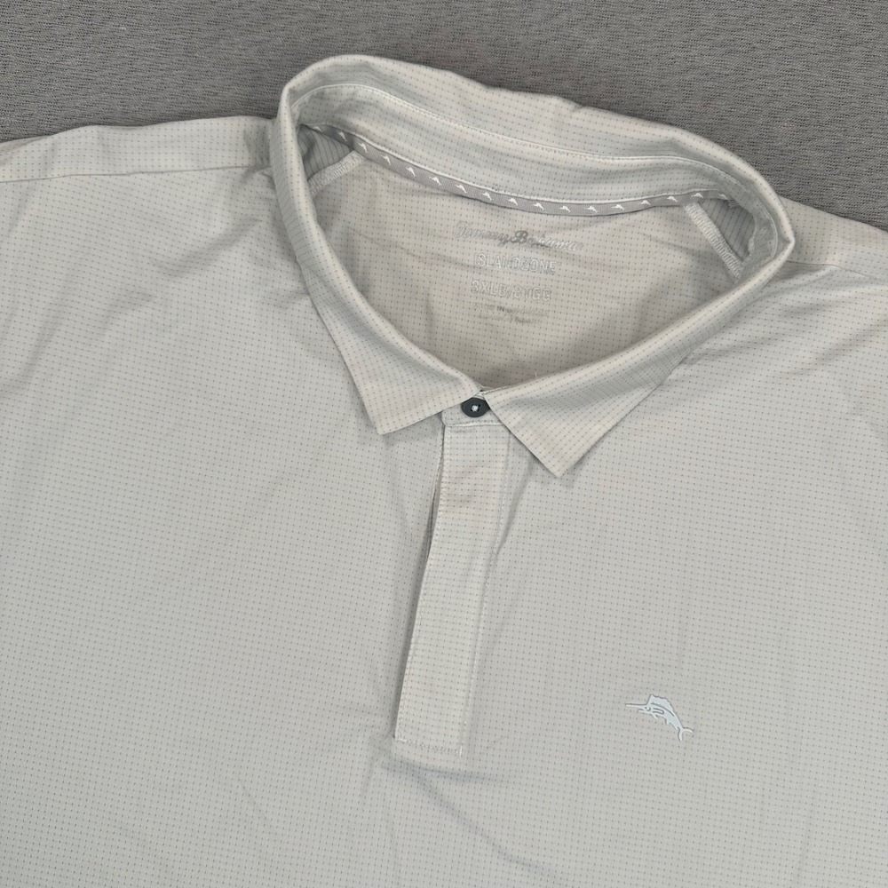 Tommy Bahama IslandZone Polo Shirt Mens 3XB Grey Micro Grid Stretch Golf Cooling